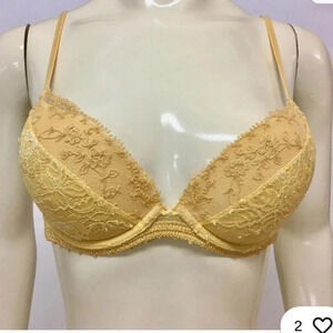 NWT LA PERLA Maharani Gold Lace Push Up Bra size 34B